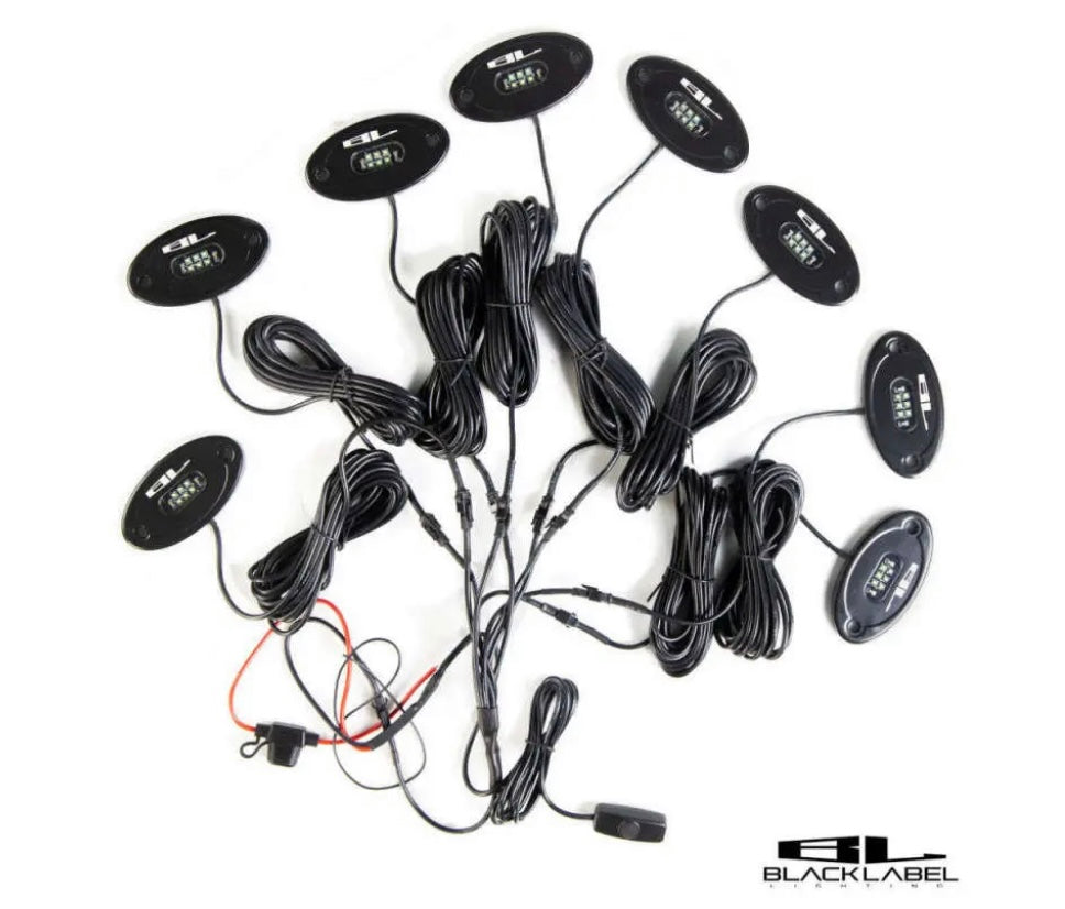 Black Label Lighting Rock Light Kit (WHITE) - 8 Pods w/Extensions